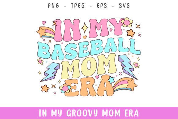 In My Groovy Retro Baseball Mom Era Svg